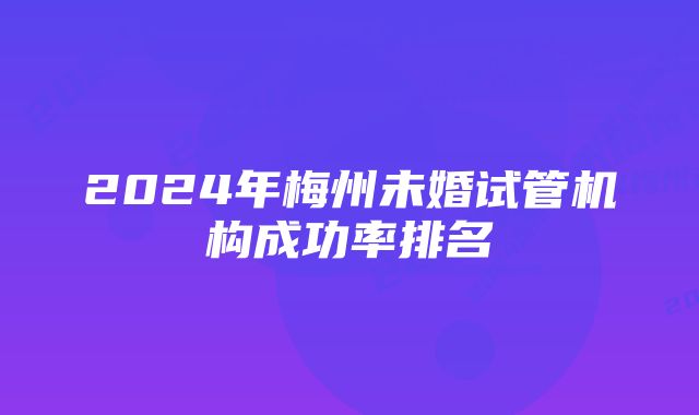 2024年梅州未婚试管机构成功率排名