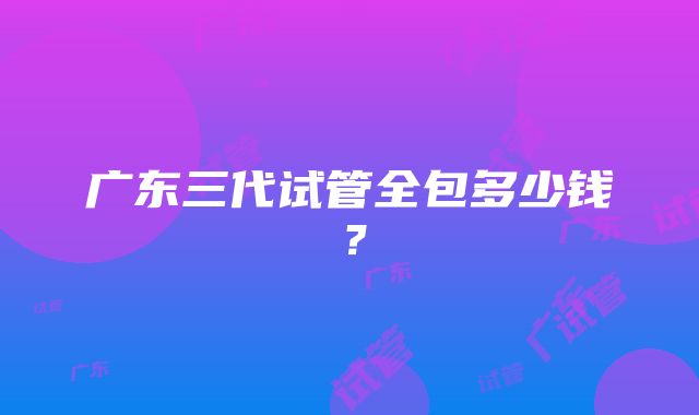 广东三代试管全包多少钱？