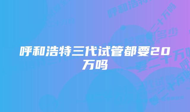 呼和浩特三代试管都要20万吗