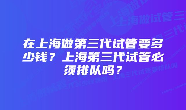 在上海做第三代试管要多少钱？上海第三代试管必须排队吗？