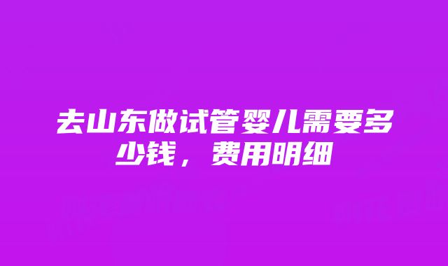 去山东做试管婴儿需要多少钱，费用明细