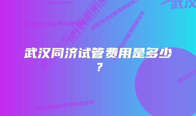 武汉同济试管费用是多少？