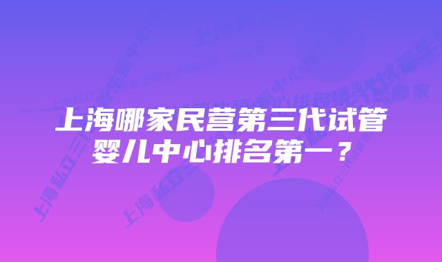 上海哪家民营第三代试管婴儿中心排名第一？