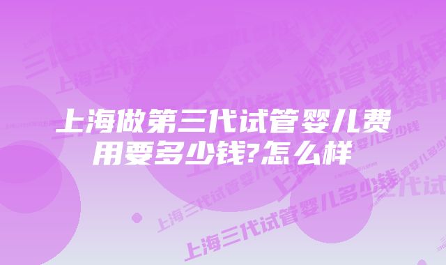 上海做第三代试管婴儿费用要多少钱?怎么样