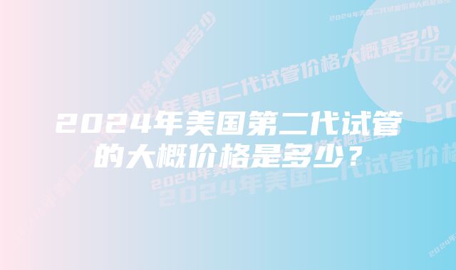 2024年美国第二代试管的大概价格是多少？