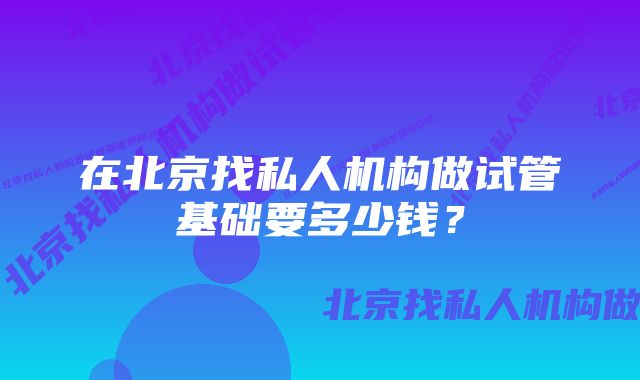 在北京找私人机构做试管基础要多少钱？