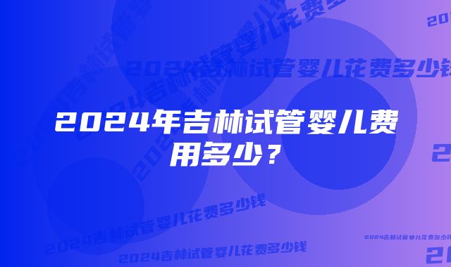 2024年吉林试管婴儿费用多少？