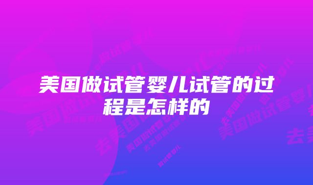 美国做试管婴儿试管的过程是怎样的