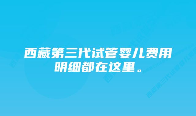 西藏第三代试管婴儿费用明细都在这里。