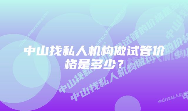 中山找私人机构做试管价格是多少？