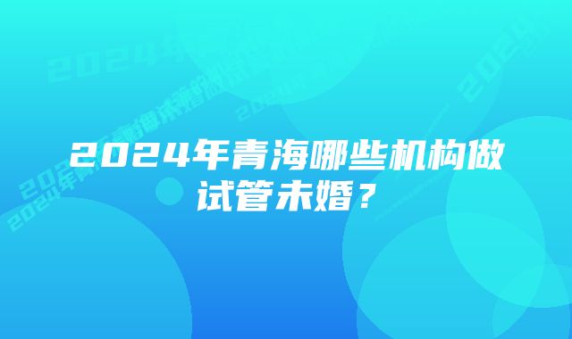 2024年青海哪些机构做试管未婚？