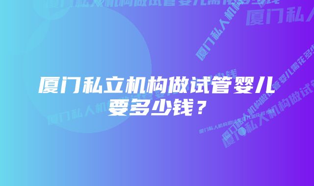 厦门私立机构做试管婴儿要多少钱？