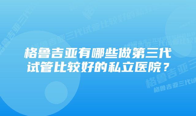 格鲁吉亚有哪些做第三代试管比较好的私立医院？