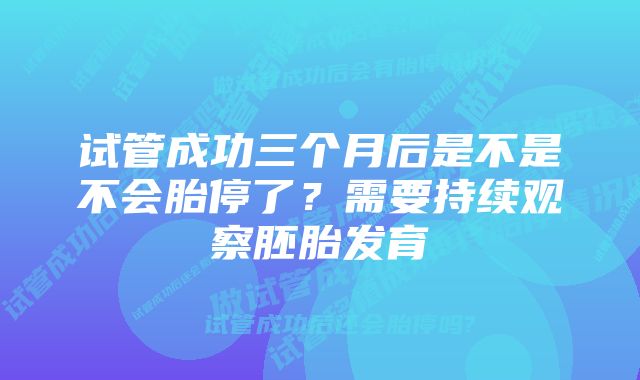 试管成功三个月后是不是不会胎停了？需要持续观察胚胎发育