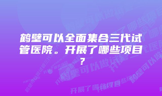 鹤壁可以全面集合三代试管医院。开展了哪些项目？