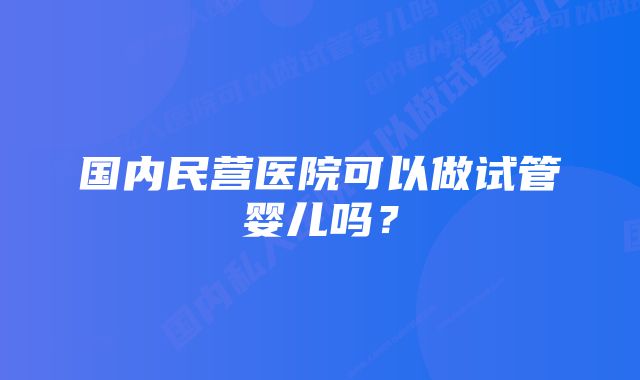 国内民营医院可以做试管婴儿吗？