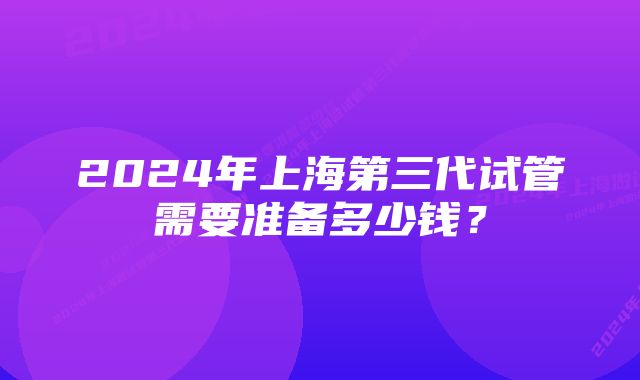 2024年上海第三代试管需要准备多少钱？