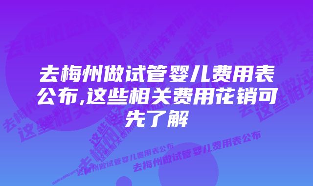 去梅州做试管婴儿费用表公布,这些相关费用花销可先了解