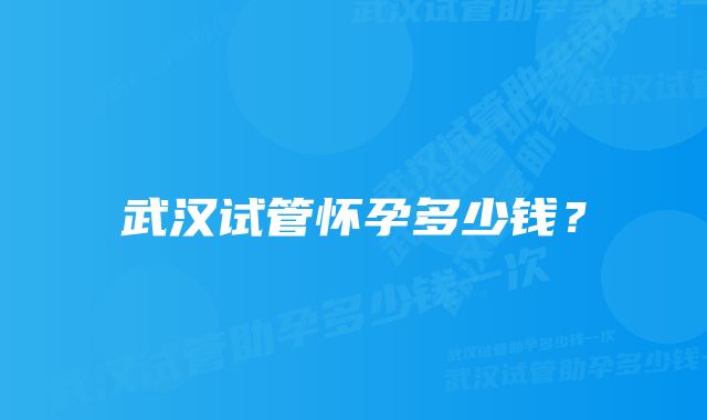 武汉试管怀孕多少钱？