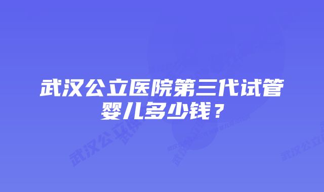 武汉公立医院第三代试管婴儿多少钱？