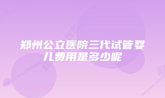 郑州公立医院三代试管婴儿费用是多少呢