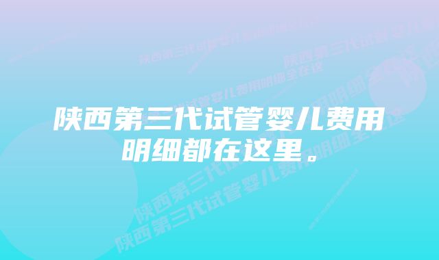 陕西第三代试管婴儿费用明细都在这里。