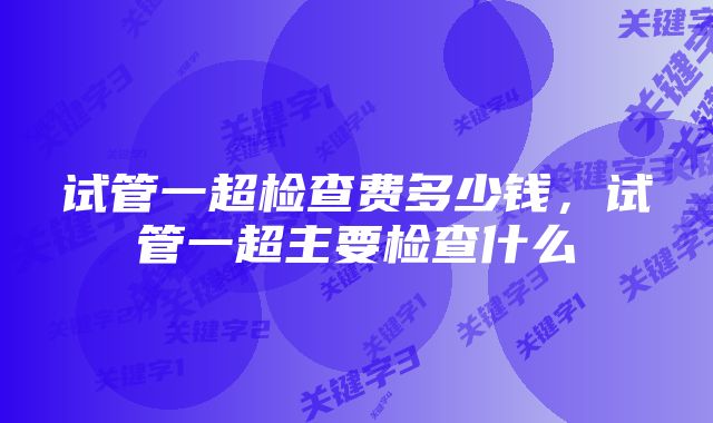 试管一超检查费多少钱，试管一超主要检查什么