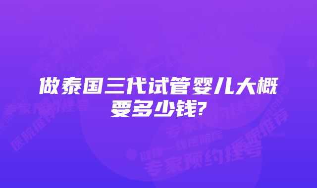 做泰国三代试管婴儿大概要多少钱?