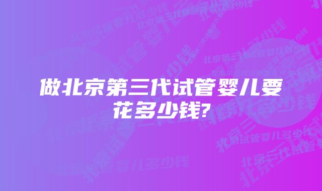 做北京第三代试管婴儿要花多少钱?