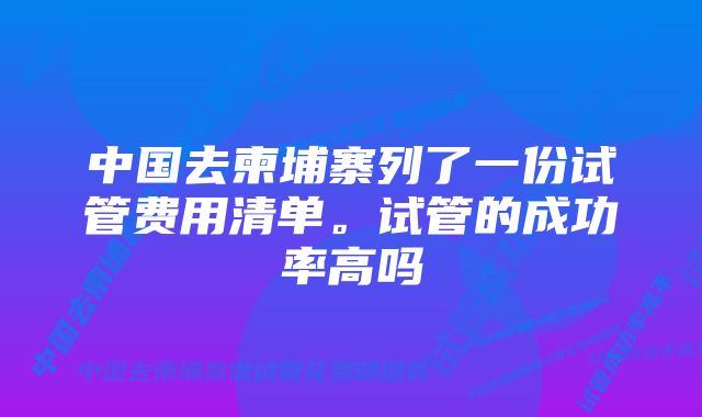 中国去柬埔寨列了一份试管费用清单。试管的成功率高吗