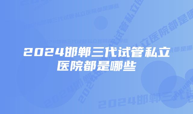 2024邯郸三代试管私立医院都是哪些