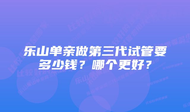 乐山单亲做第三代试管要多少钱？哪个更好？