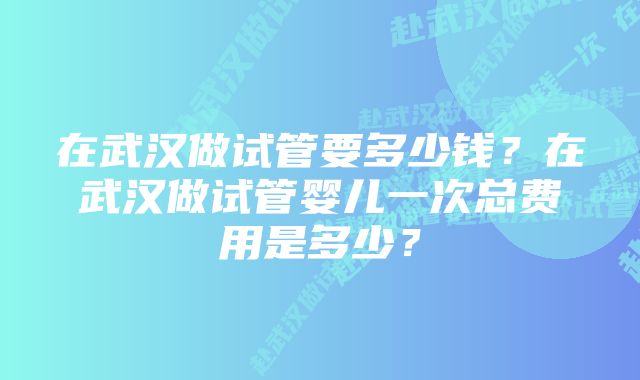 在武汉做试管要多少钱？在武汉做试管婴儿一次总费用是多少？