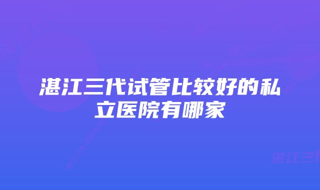 湛江三代试管比较好的私立医院有哪家