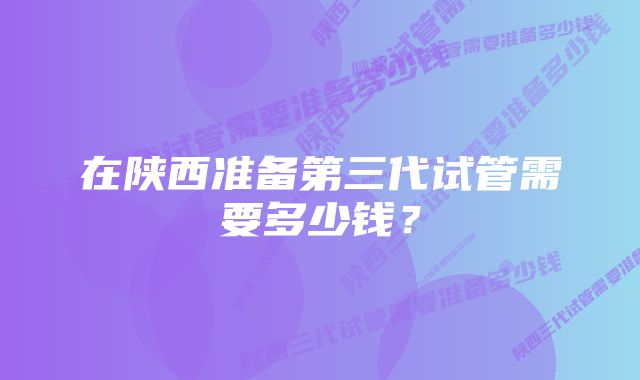 在陕西准备第三代试管需要多少钱？