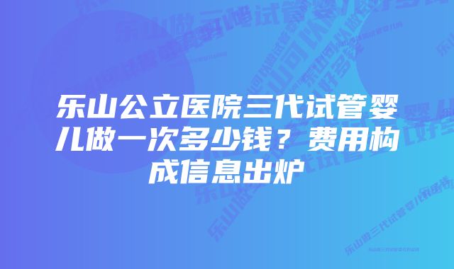 乐山公立医院三代试管婴儿做一次多少钱？费用构成信息出炉