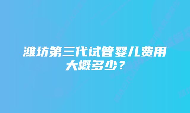 潍坊第三代试管婴儿费用大概多少？