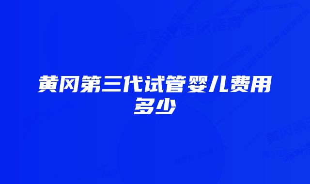 黄冈第三代试管婴儿费用多少