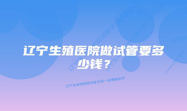 辽宁生殖医院做试管要多少钱？