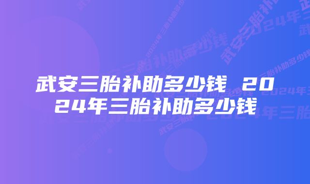 武安三胎补助多少钱 2024年三胎补助多少钱