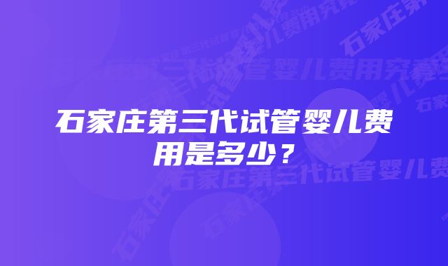 石家庄第三代试管婴儿费用是多少？