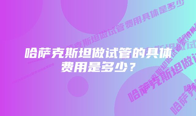 哈萨克斯坦做试管的具体费用是多少？