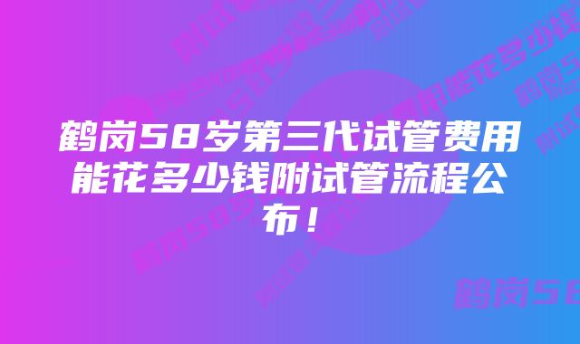 鹤岗58岁第三代试管费用能花多少钱附试管流程公布！