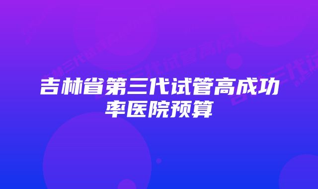 吉林省第三代试管高成功率医院预算