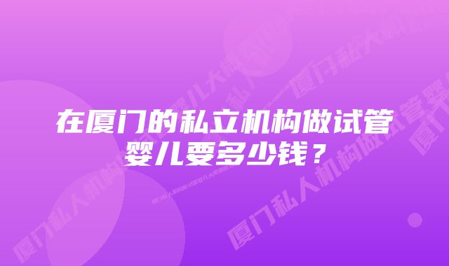 在厦门的私立机构做试管婴儿要多少钱？