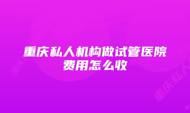 重庆私人机构做试管医院费用怎么收