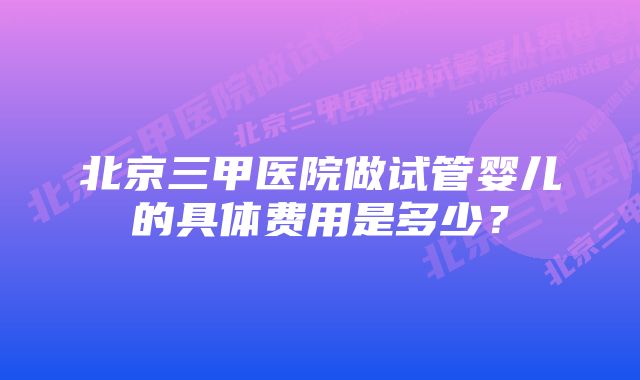 北京三甲医院做试管婴儿的具体费用是多少？