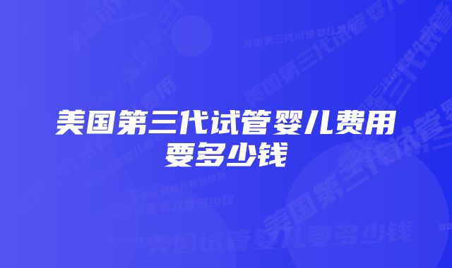 美国第三代试管婴儿费用要多少钱