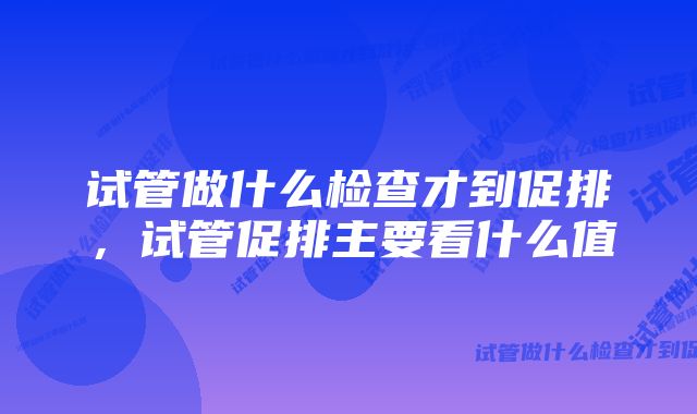 试管做什么检查才到促排，试管促排主要看什么值