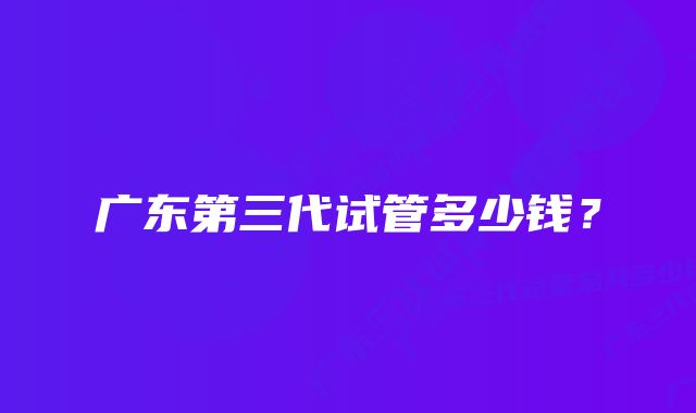 广东第三代试管多少钱？